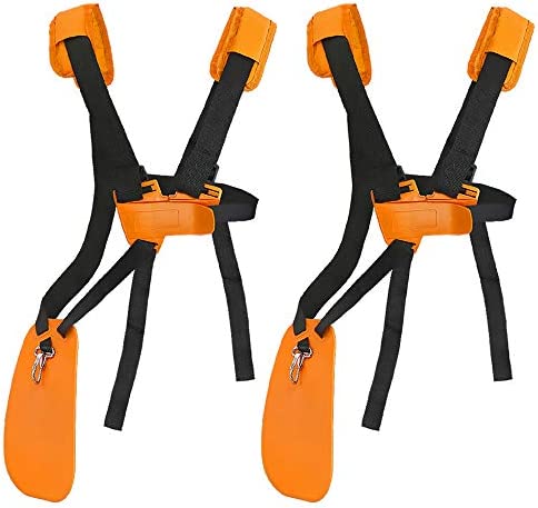 SUNMON Weed Trimmer Shoulder Strap 2 Pack, Mower Trimmer Harness Strap Double Shoulder with Durable Nylon Belt for STIHL FS, KM, Husqvarna, SRM-225 Series String Trimmer (Orange)