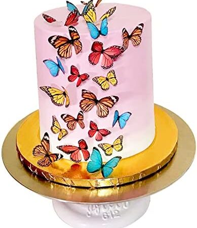 34pcs Pre-Cut Edible Butterflies Wafer Paper,Easter Wedding Cake Cupcake