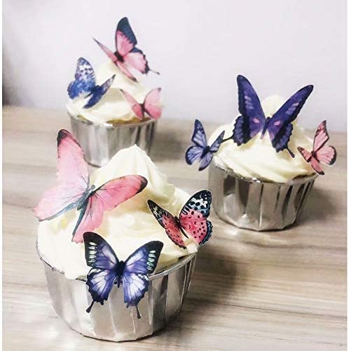 36pcs Edible Butterfly Cupcake Toppers Birthday Cake Decorations Precut CHOCKACAKE Wafer Paper Butterflies