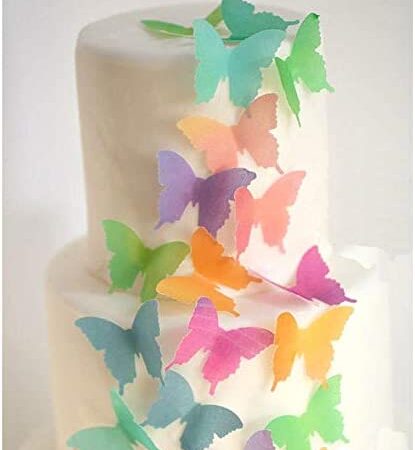 48X Pastel Wafer Butterfly for Cake Decorations Baby Shower Birthday Party