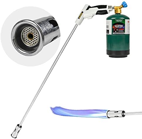BLUEFIRE 35" Long Propane Torch Weed Burner Self Igniting Cord Free Flamethrower Weed Torch Propane Burner for Yards, Lawns, Garden Work, BBQ Pits, Ice Melting