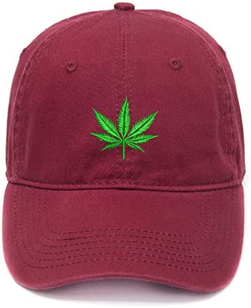 Cijia-Cijia Men's Baseball Caps Weed Cannabis Embroidered Dad Hat Washed Cotton Embroidery Hat