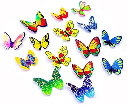 Flunyina 380Pcs Edible Butterfly Cake Topper Decoration Colorful Butterfly Shape Cupcake Glutinous Eatable Cake Toppers Edible Rice Paper Mixed Size Butterfly for Birthday Party Baby Shower Wedding