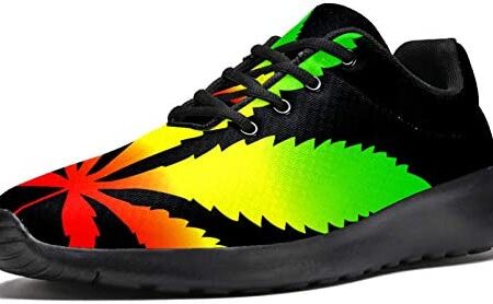 LORVIES Walking Shoes for Women Casual Lace Up Lightweight Running Shoes Weed Leaves Sneaker