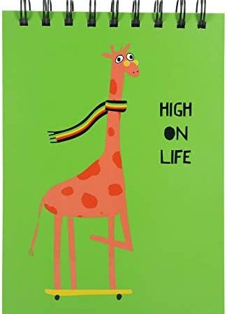 Pavilion Gift Company High On Life 5x7 Humorous Giraffe 100 Page Hardback Notepad, Green