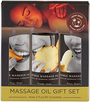 Hemp Seed Skin Care Tropical Edible Massage Oil Gift Set - 3 Oils, 2oz each